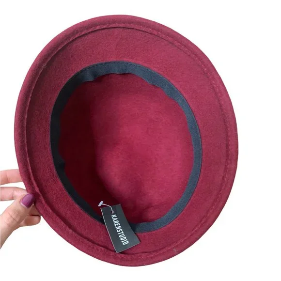Bucket / Cloche Hat with Vintage vibes in burgundy. New! - Picture 7 of 9